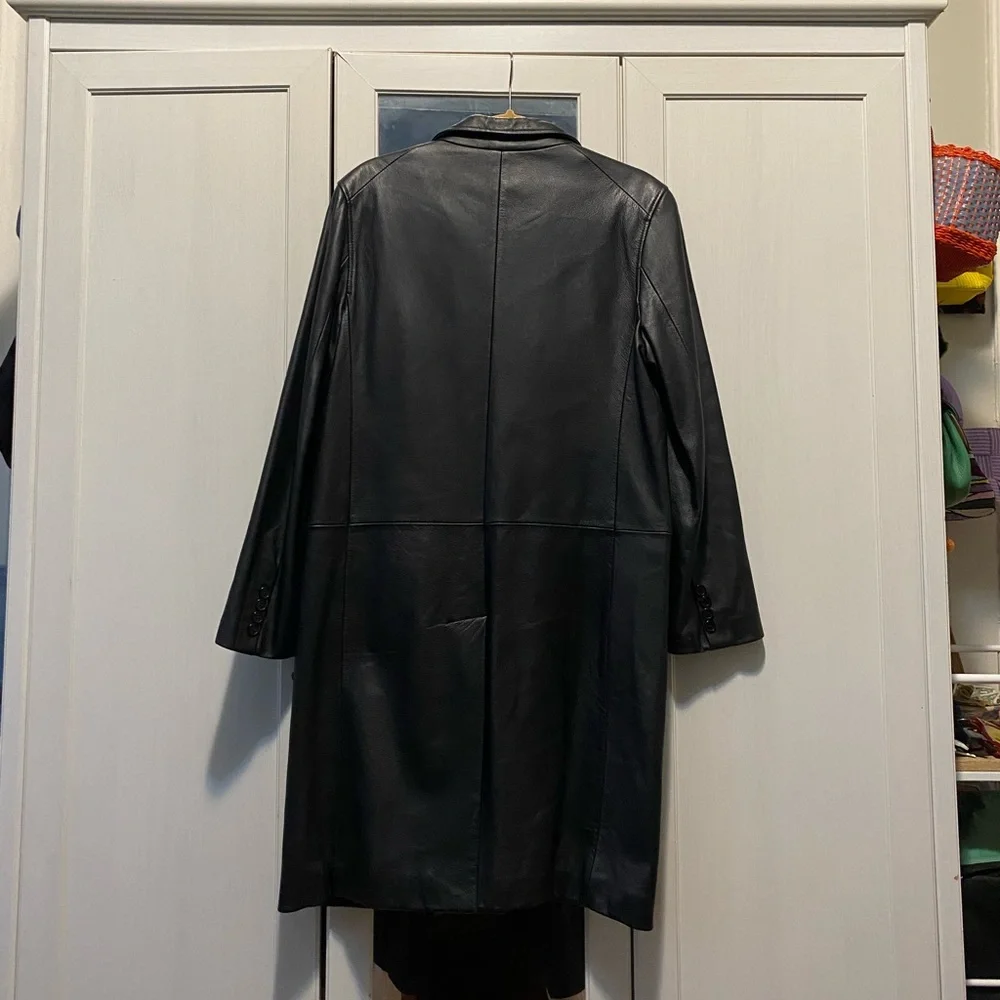 J. Percy vintage black leather coat - Picture 2 of 4